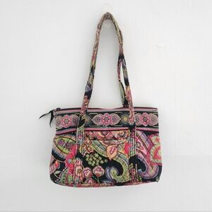 Vera Bradley Floral Print Paisley Shoulder Bag Purse Colorful Black